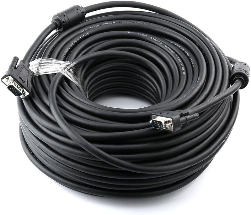 D-tech Heavy Duty 150 Feet Long VGA Cable Male to Male Computer Monitor Cord 1080p High Resolution - 46m Black - Image 1
